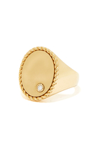 Oval Signet Ring, 18k Yellow Gold & Diamond